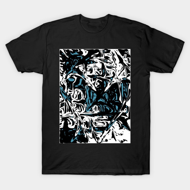 Blue Black White Expressive Abstraction T-Shirt by SpieklyArt